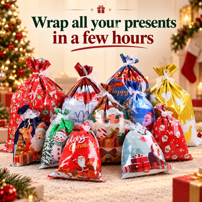 Burro™ - Reusable Christmas Wrapping Draw String Bags