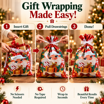 Burro™ - Reusable Christmas Wrapping Draw String Bags