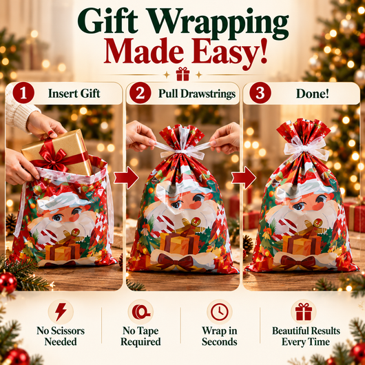 Burro™ - Reusable Christmas Wrapping Draw String Bags
