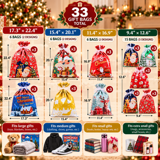 Burro™ - Reusable Christmas Wrapping Draw String Bags