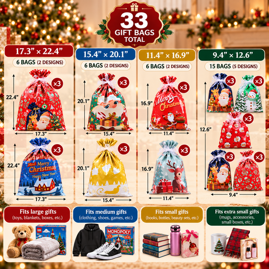 Burro™ - Reusable Christmas Wrapping Draw String Bags
