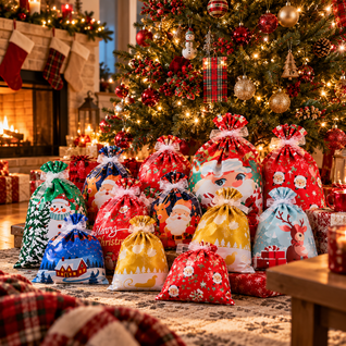 Burro™ - Reusable Christmas Wrapping Draw String Bags