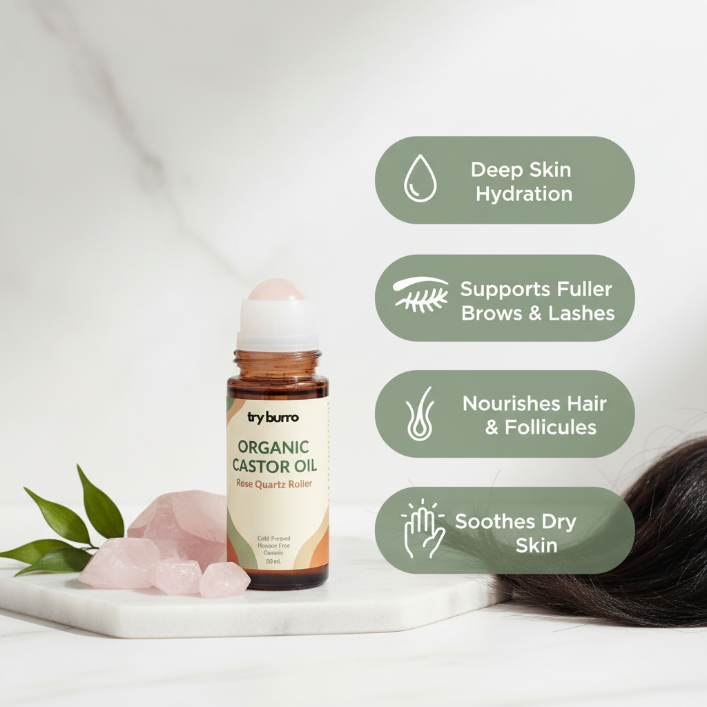 Cold Pressed Amber Quartz Organic Castor Oil Roll On