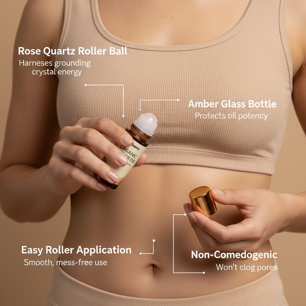 Cold Pressed Amber Quartz Organic Castor Oil Roll On